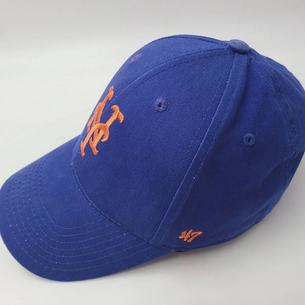 Youth New York Mets Hat Adjustable 47 Brand Blue Orange MLB Baseball Logo Boys